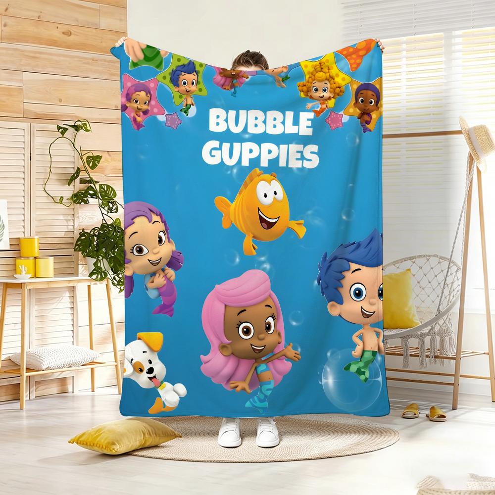 Anime B-BubbleS GuppiesS Throw Soft Warm Throw Blanket for Bedroom Living Room Bed Travel Camping Picnic Gift