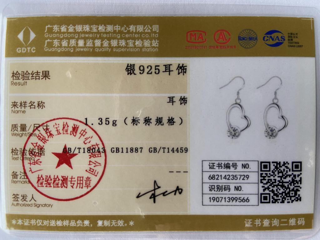 925 Sterling Silver AAA Zircon Heart Earrings Wedding Jewelry