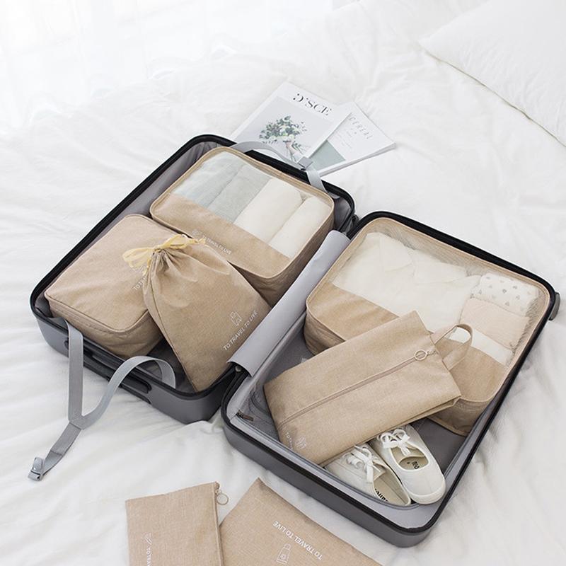 7-teiliges Reise-Aufbewahrungs-Organizer-Set Wasserdichte Packwürfel für Gepäck Kleidung Unterwäsche Schuhe Tasche für Reise Geschäftsreise