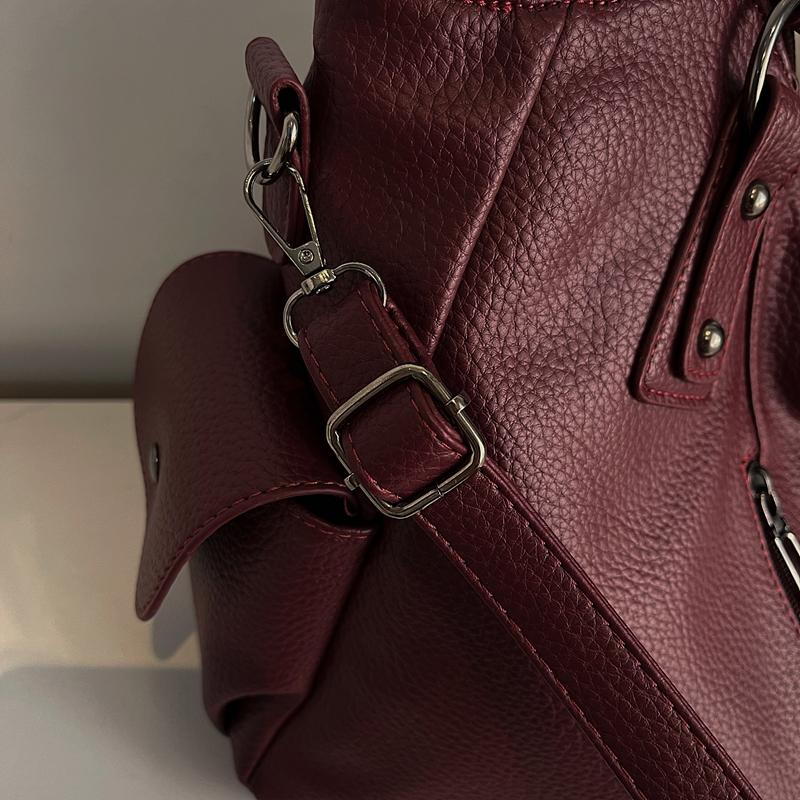 Faux Leather Tote Bag for Women Fashion Shoulder Handbag with Zipper Pockets and Adjustable Strap
