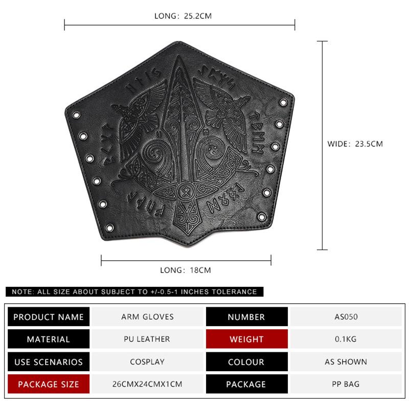 1PC Medieval PU Leather Wrist Guards Viking Warrior Embossed Leather Gauntlets Knight Arm Gloves Retro Gothic Wristbands