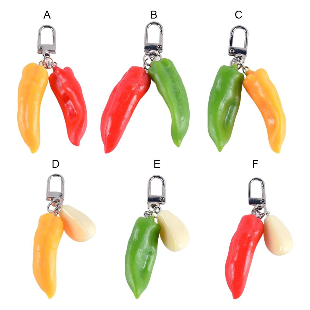 Chain Ring Fashion Chilli Garlic Keychain Bag Portable Pendant Hanging Handbag Holder Wallet Decoration for Woman Man