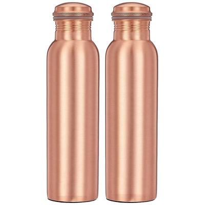 Kupferwasserflasche | Wasserflasche aus reinem Kupfer I Auslaufsicher und rostfrei I Kupferflasche für Zuhause, Schule und Büro | Mattes Finish | 950 ml | 2er-Set