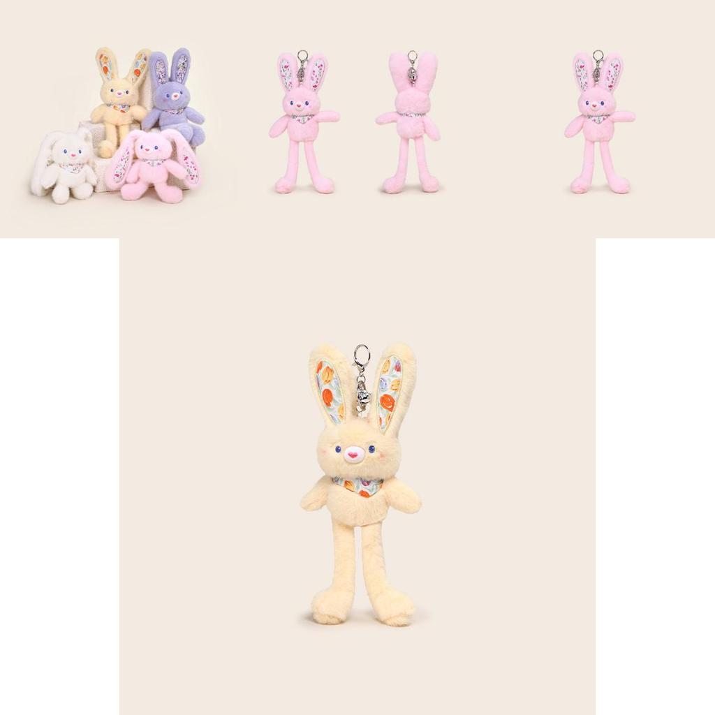 Plush Bunny Keychain With Flower Print For Kids And Backpack Decor