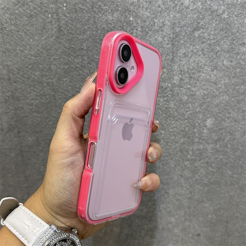 Card Holder Bag Wrist Strap Transparent Case for iPhone 16 15 14 17 Pro Max Plus 17 Air 11 12 13 Wallet Lanyard Candy Cover