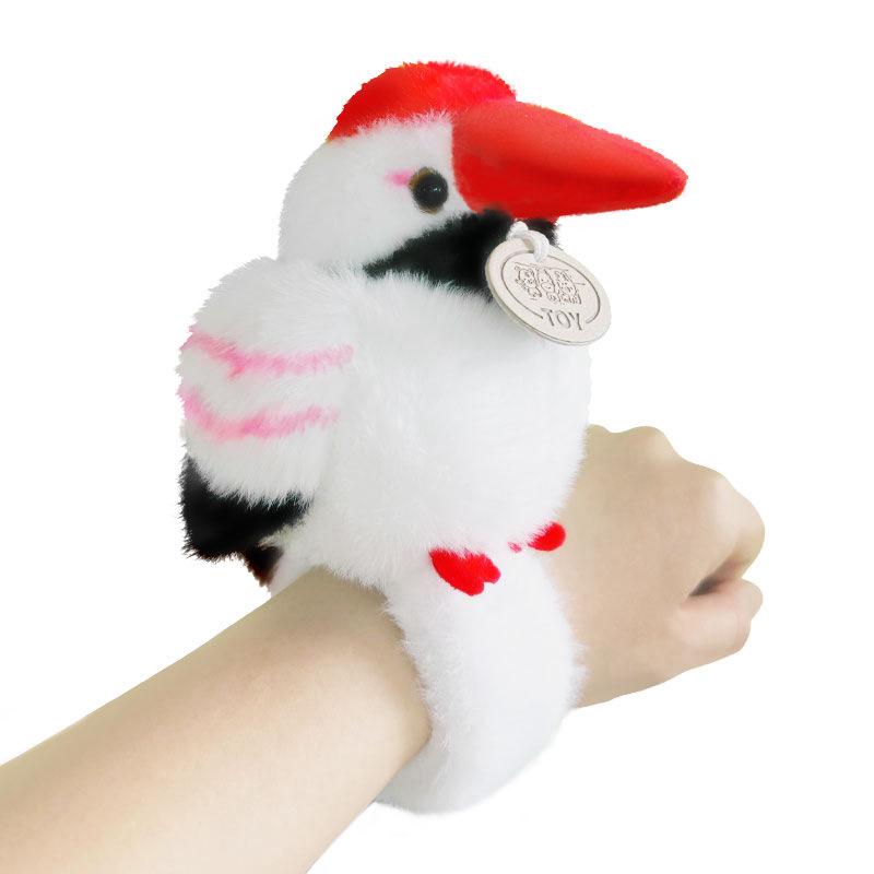 Parrot Plush Toy with Slap Bracelet - Small Bird Shoulder Pendant & Zoo Figurine