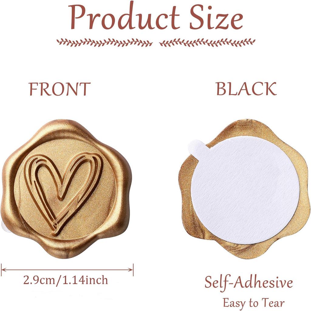 50/100 st Hjärtformade Vaxsigillklistermärken, Kuvertförslutningsklistermärken Kuvertförslutningar Självhäftande Guldklistermärken för Bröllopsfest Födelsedag