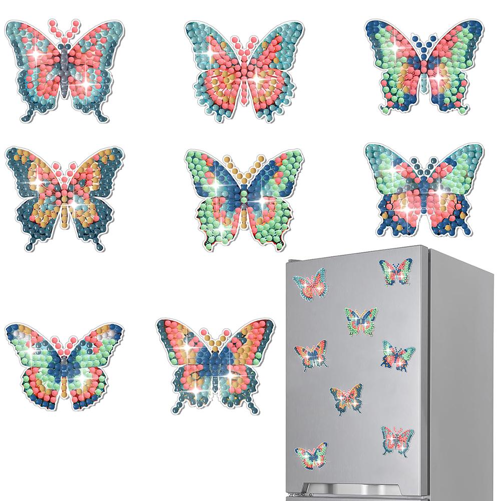 6/8Pcs Diamond Painting Magnets Refrigerator Butterfly Dog for Fridge Whiteboards Car Mailbox Decor for Adults Kids Beginners