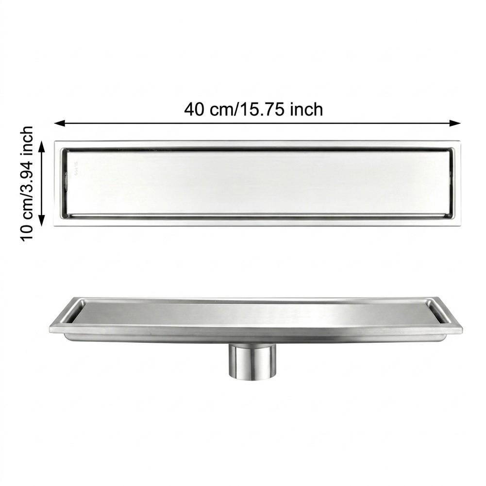 Stainless Steel Shower Drain with Brushed Finish for Areas Featuring Flat and Efficient Water Performance Stainless