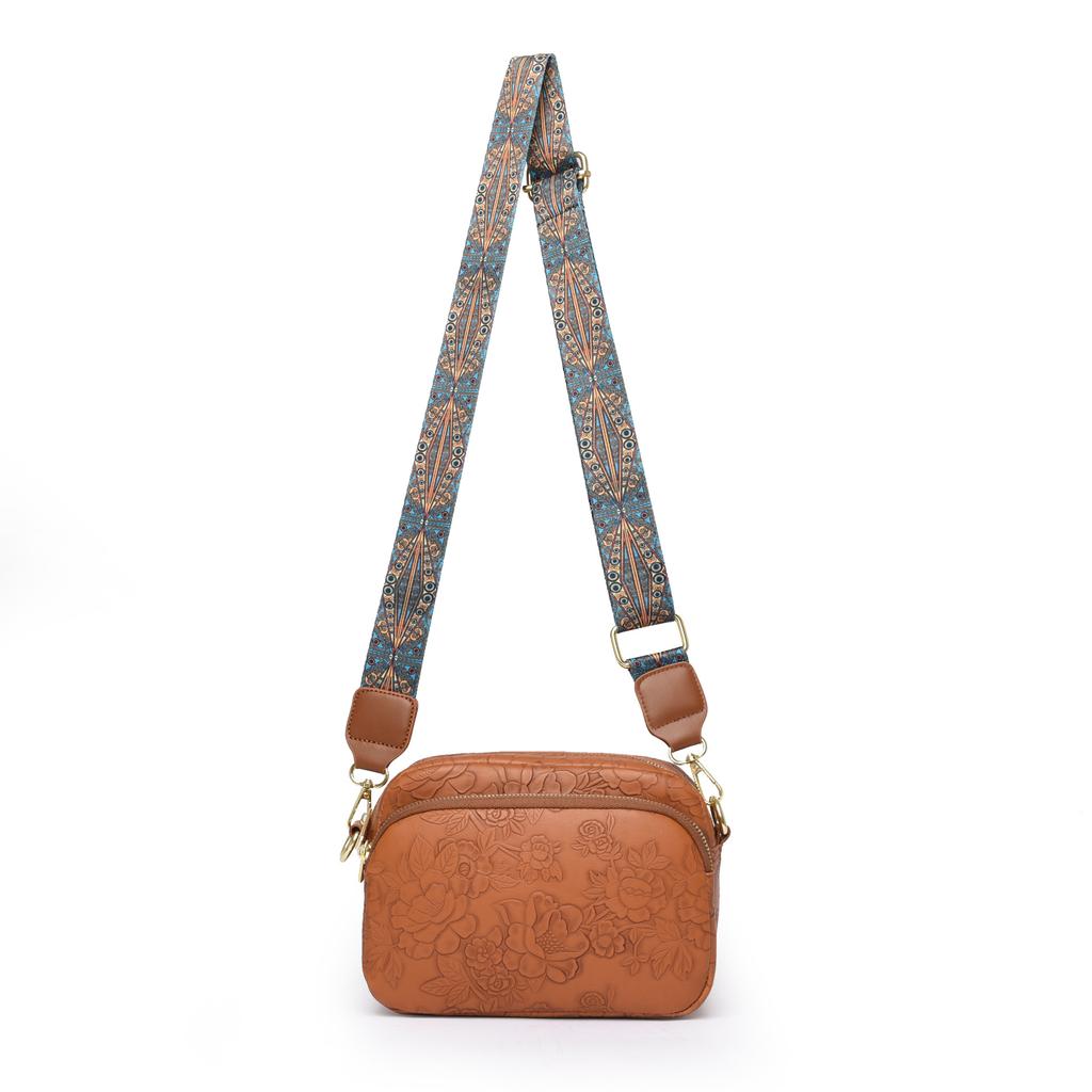 Retro Wide Shoulder Strap Small Square Bag for Autumn New Style Bag for Women with High-end Fashion Simple Single-shoulder Crossbody Bag