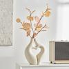 Ceramic Couple Figurines Vase Lover Heart Statue for Pampas Grass Nordic Abstract Home Living Room Bedroom Centerpiece Decor