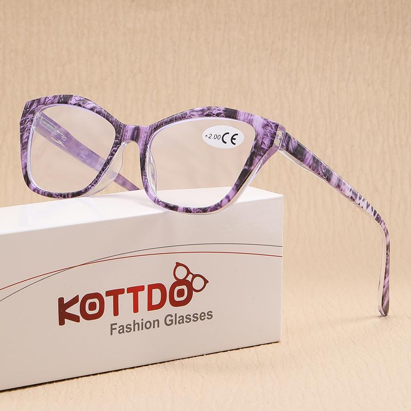 Kunststoff Lesebrille für Herren Große Katzenaugen Modische Weitsichtigkeitsbrille für Damen Blaulichtfilter Brille Alterssichtigkeit +1+1.5+2.0+2.5+3.0+3.5+4.0