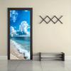 2pcs Summer Waves Beach Wall Stickers Mediterranean Style Ocean Theme Bedroom Living Room Entrance Decoration Stickers Home Wall