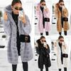 Womens Oversized Faux Fur Hooded Coat Winter Warm Thickened Outerwear Black Plus Size