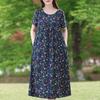 Plus Size Elegant Women's Loose Dresses Summer Short Sleeve Casual Long Dress Female Vintage Clothes