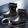 New Men Riding Rain Boots Plus Cotton Warm Non-slip Waterproof Shoes Mid-tube Work Shoes Rain Boots Motorcycle Protective Boots