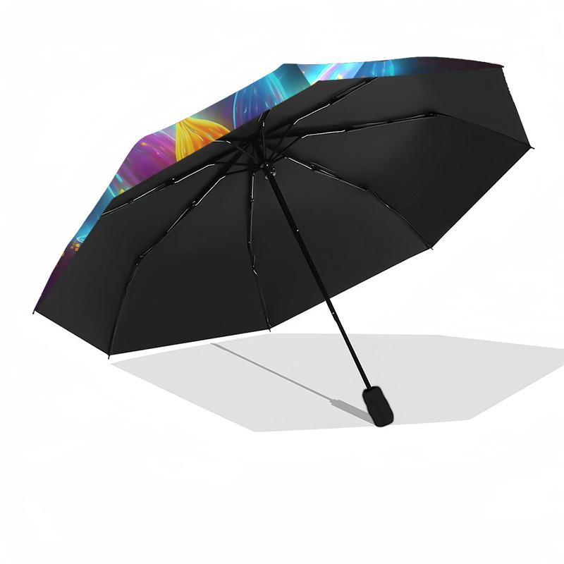 1pc Neon Glowing Flower Artwork Umbrella with Plastic Handle,Suitable for All Seasons Home Travel Outdoor UmbrellaB1604