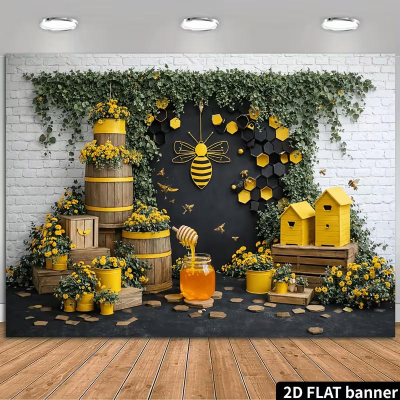 2D Rustic Bee Farm Background Cloth Photo Booth Prop