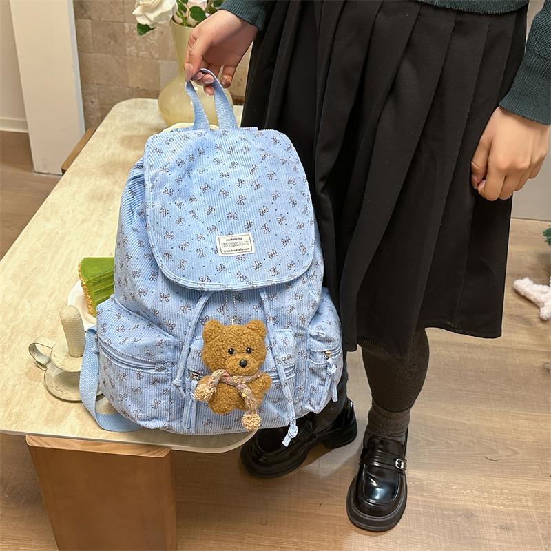 Cord-Schleifen-Rucksack Damen Leichter Zugband-Pendlerrucksack