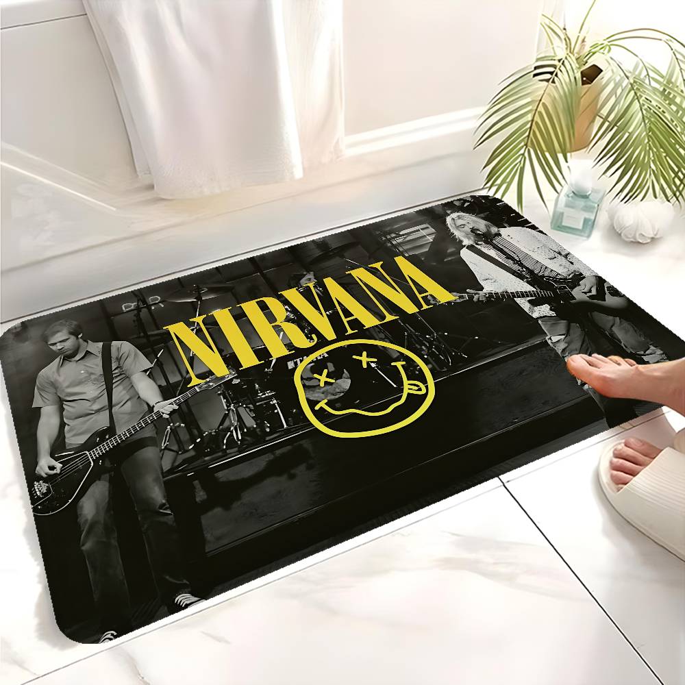 Popular Band N-nirvana-A Floor Mat Non-Slip Laundry Room Mat Laundry Decor Balcony Child Living Room Bedside Mats