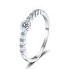 925 Sterling Silver Rhodium Plated GRA Certified Moissanite Bezel Set Row Ring Cut Center Stone Graduated Side Stones Minimalist