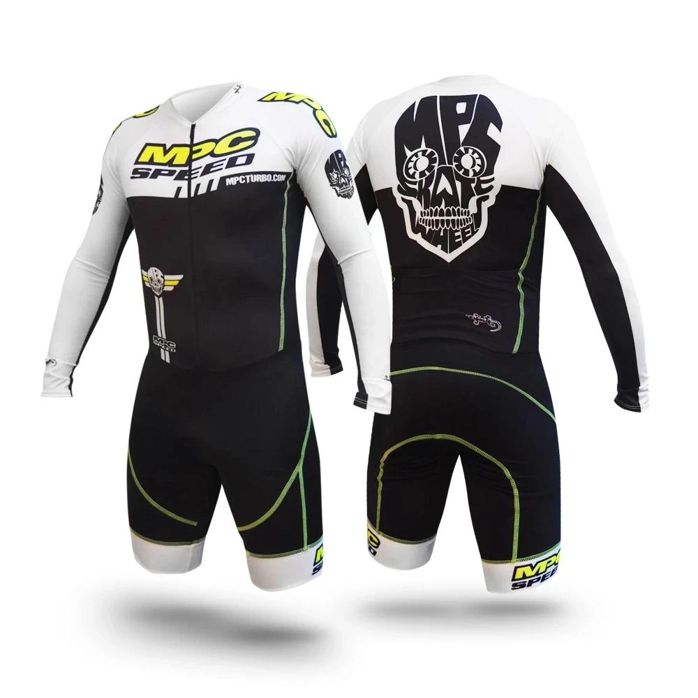 

2026 Long Sleeved Breathable Racing Suit Speed Inline Roller Skate Skinsuit Fast Skating Triathlon Skinsuit Competition Suit Bike Sport Run Jumpsuit XS