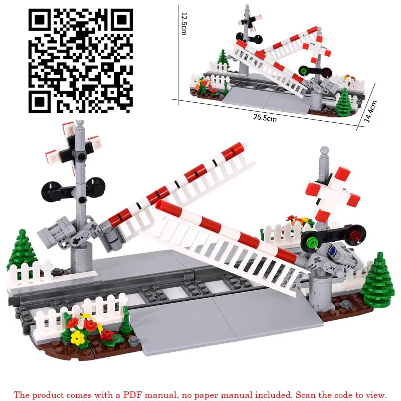 Children's MOC Toy Guard Booth Platform Lamp Train Track Straight And Curved Switch Track Railway Building Blocks DIY Bricks