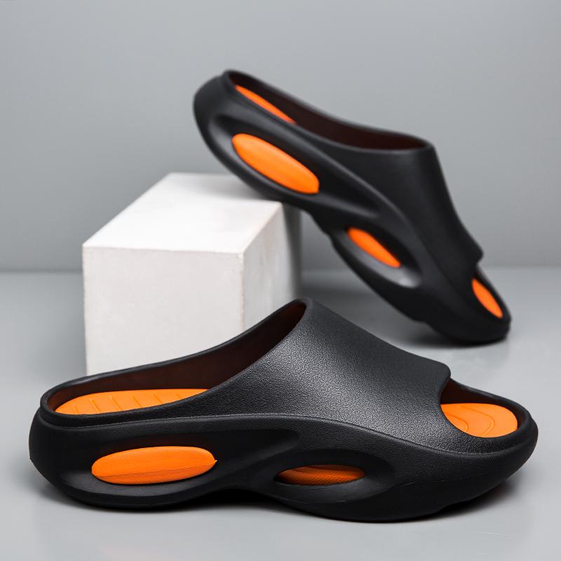 

Модная обувь мужская новая мягкая подошва спортивная 2025 лето повседневная домашняя с открытым носком обувь цветная блочная уличная модная пляжная нескользящие тапочки 44-45