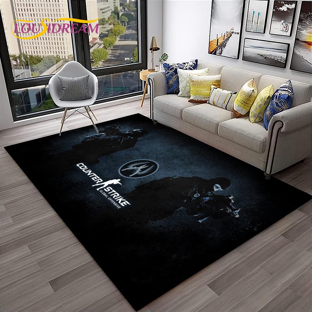 3D CS GO Game,Counter Strike Gamer Carpet Rug for Home Living Room Bedroom Sofa Doormat Decor,kids Area Rug Non-slip Floor Mat