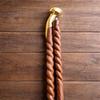 Handcrafted Twisted Spiral Wooden Walking Stick, Solid Brass Handle Cane