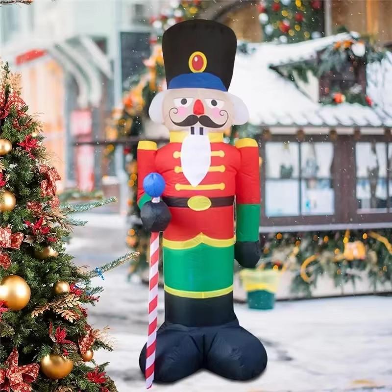 Christmas Inflatable Decoration Toy Nutcracker Built-in LED Lights Inflatable Model Outdoor Ornament Xmas Party New Year