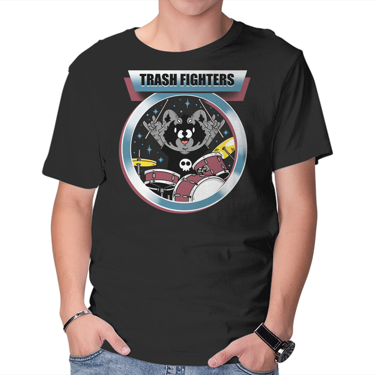 Unisex Crew Neck T-Shirt Trash Fighters Graphic Short Sleeve Casual Tee S