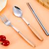 1/2/3 ks Nerezové nádobí s dřevěnou rukojetí Lžíce Steakový nůž Vidlička Čajové lžičky Pro domácí kuchyni Stolní nádobí Kuchyňské nářadí