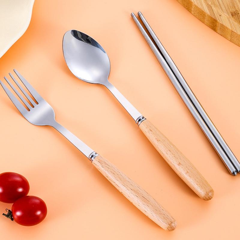 1/2/3 ks Nerezové nádobí s dřevěnou rukojetí Lžíce Steakový nůž Vidlička Čajové lžičky Pro domácí kuchyni Stolní nádobí Kuchyňské nářadí