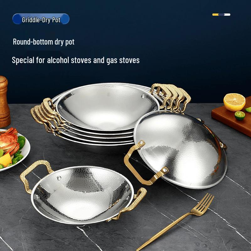 Stainless Steel Dry Pot with Double Handles