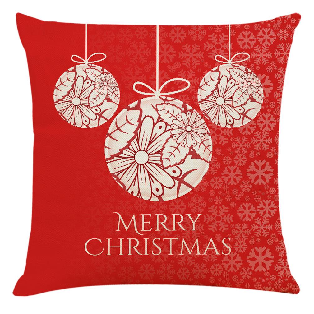 Red Plaid Elk Deep Forest Christmas Pillow Cover Home Sofa Cushion Cover