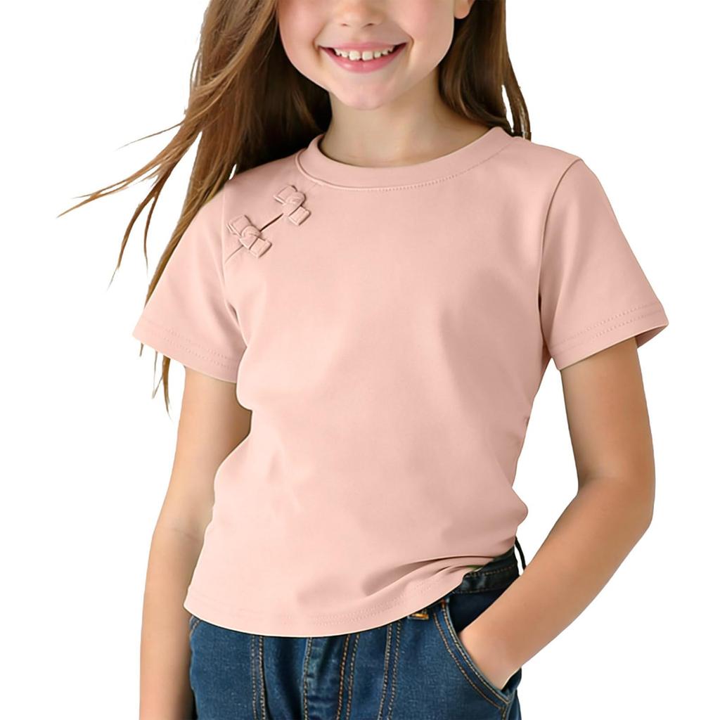 T-shirt casual girocollo a maniche corte per bambina