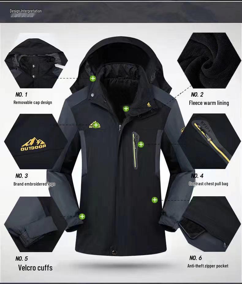 Herren Winter Fleecegefütterte Winddichte Baumwolljacke mit individuellem Logo