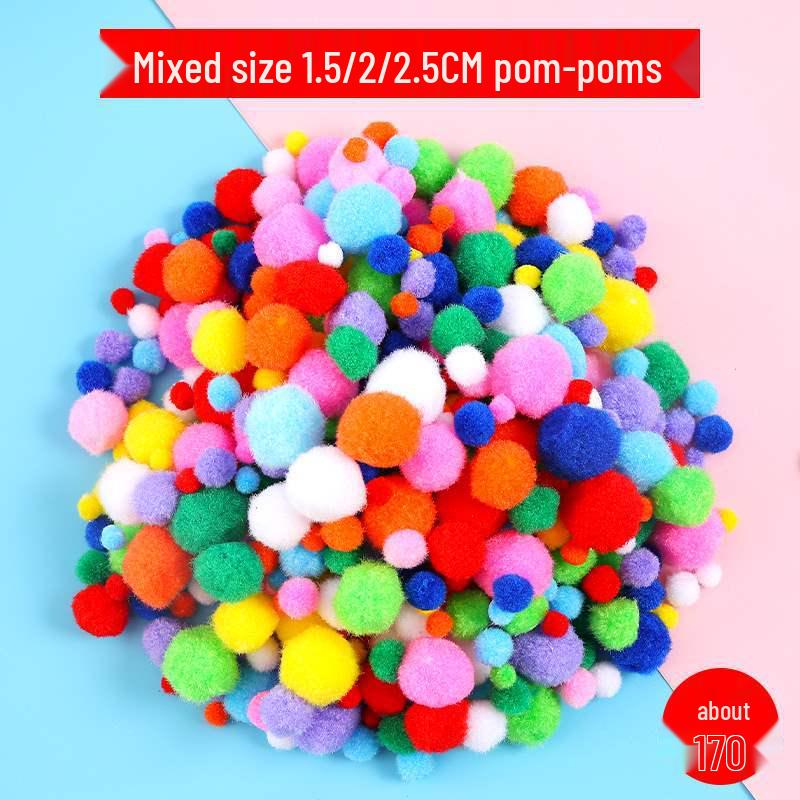 Mixed Color Fluffy Pom Poms: High Elasticity Handmade Plush Balls for DIY Decorative Accessories