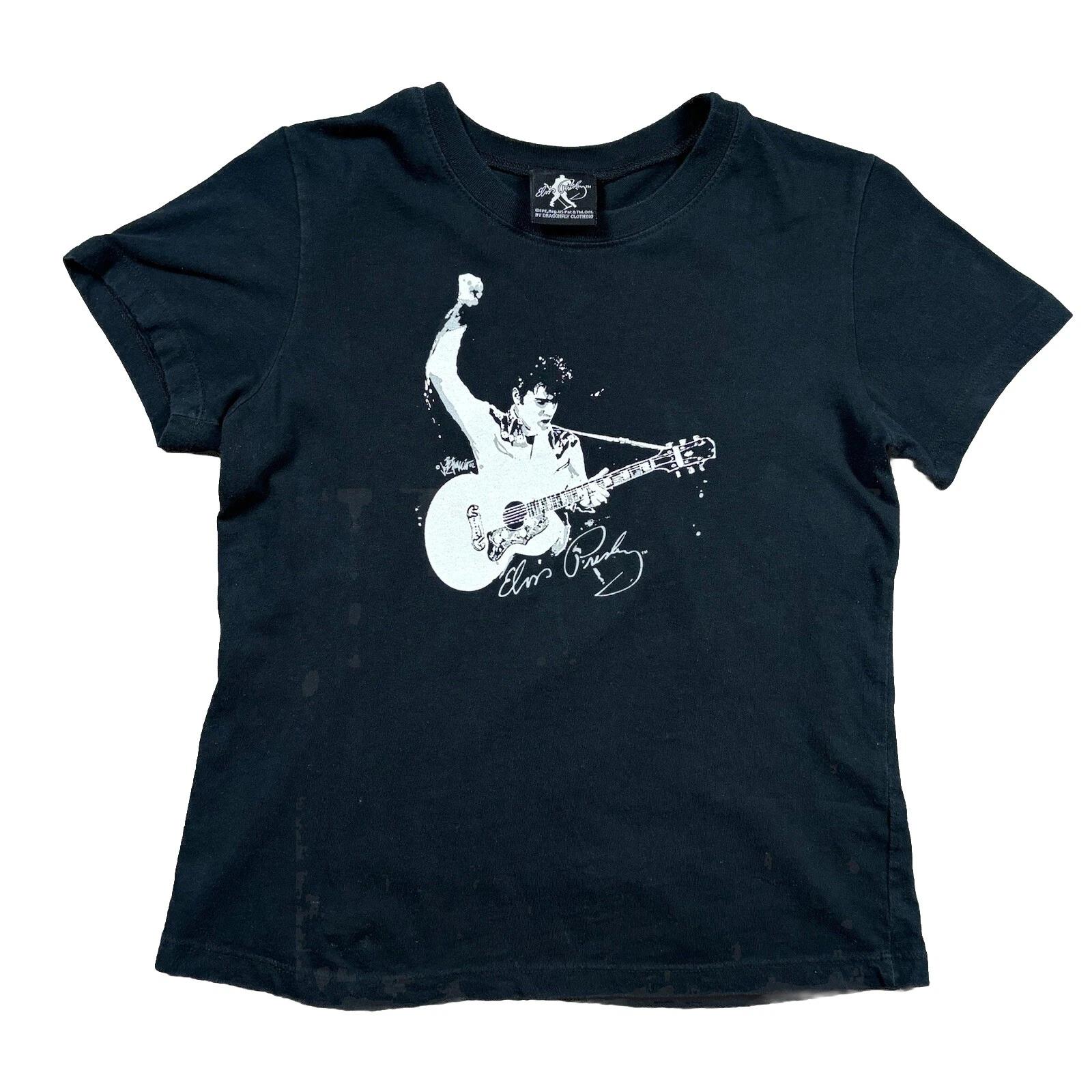 

Elvis Presley Shirt Woman’s Petite XL Black Vintage 90s Y2K Made In USA Tee 4XL