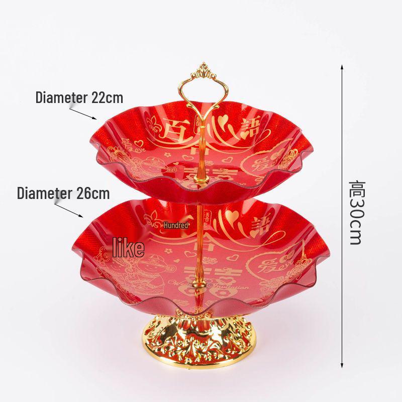 

Багатошарова червона весільна святкова тарілка для фруктів та цукерок для домашнього журнального столика