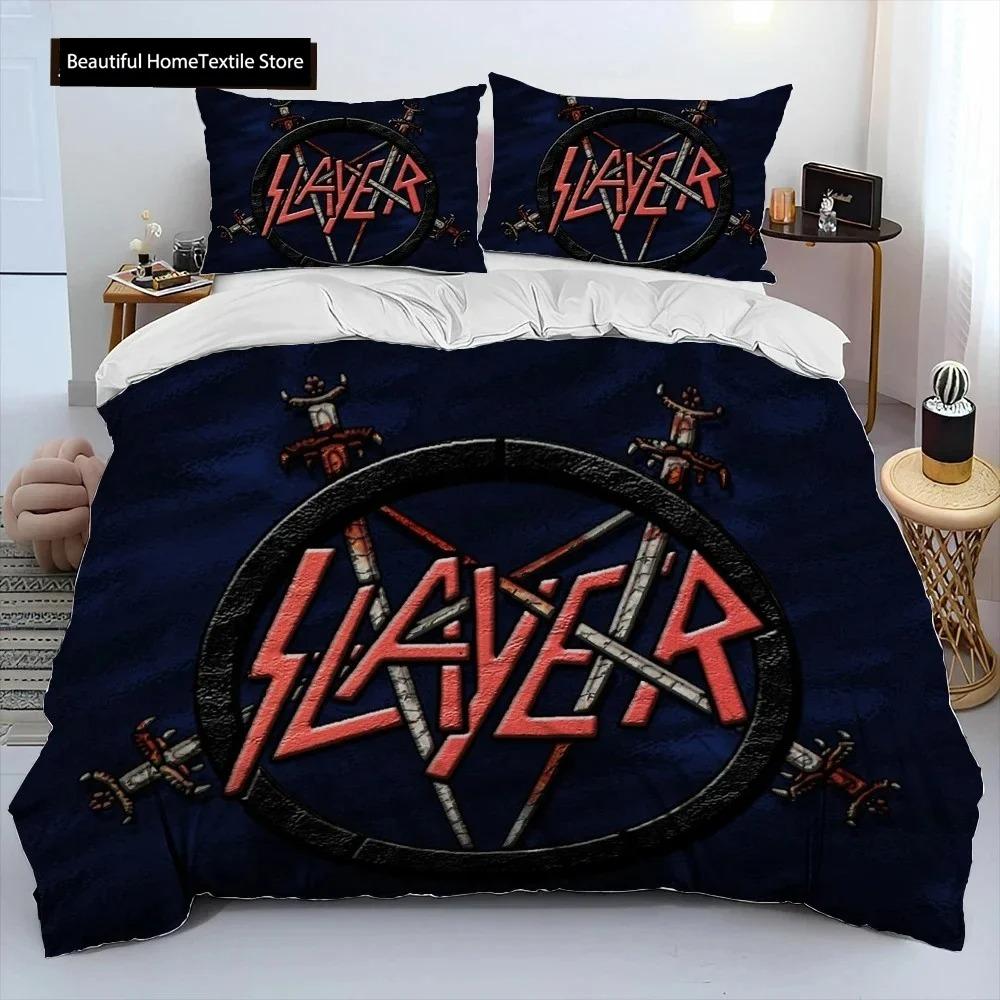 Slayer Heavy Metal Band Music Comforter Bedding SetDuvet Cover Bed Set Quilt Cover PillowcaseKing Queen Size Bedding Set Gift