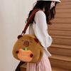 Soft Capybara Shoulder Bag Cute Cartoon Doll Backpack School Bag Plush Capybara Daypack  Girls