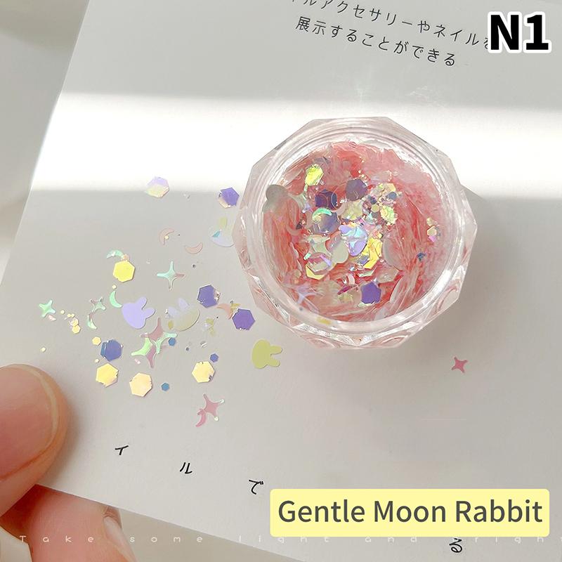 1Eske Pentagram Star Awn Dopamin Nail Paljetter Laser Nail Art Charms Dekorasjoner Neglelakk Smykker Tilbehør Gjør-det-selv manikyr