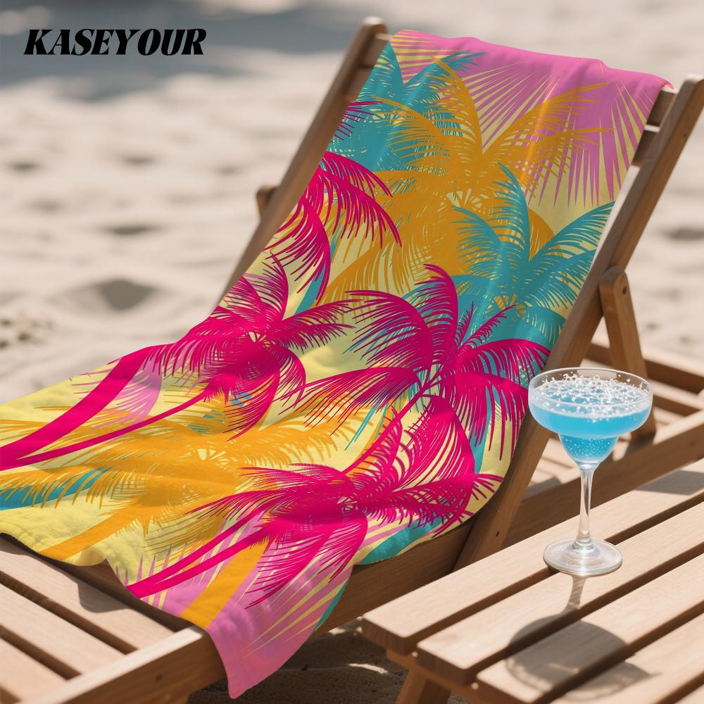 Tropical Palm Vibes Compact Travel Beach Towel Super Absorbent Sand Resistant, Microfiber for Swimming Camping Yoga