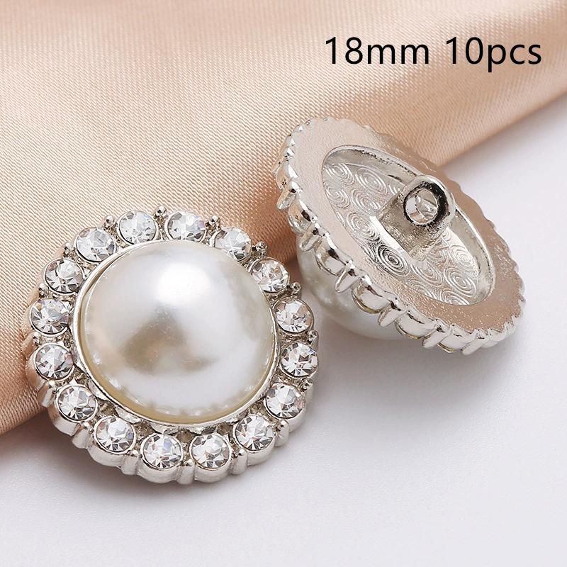 10Pcs 18/20/25Mm Flower Pearl Rhinestones Plastic Shank Buttons For Women Garment Jacket Sweater Handmade Sewing Accessories