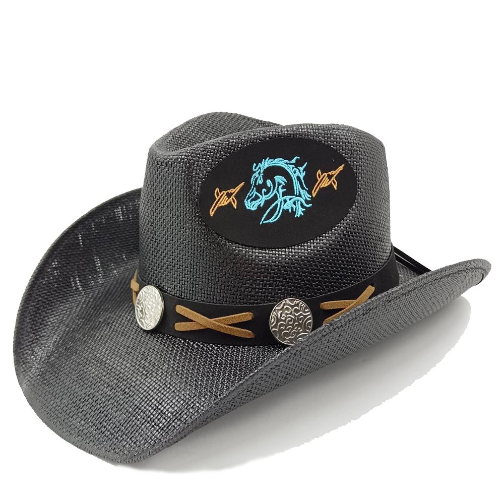 Western Cowboy Hat Straw Hat Men and Women Beach Sun Hat Retro Gentleman Ladies Cowboy Jazz Outdoor Travel Summer New Cowboy Hat