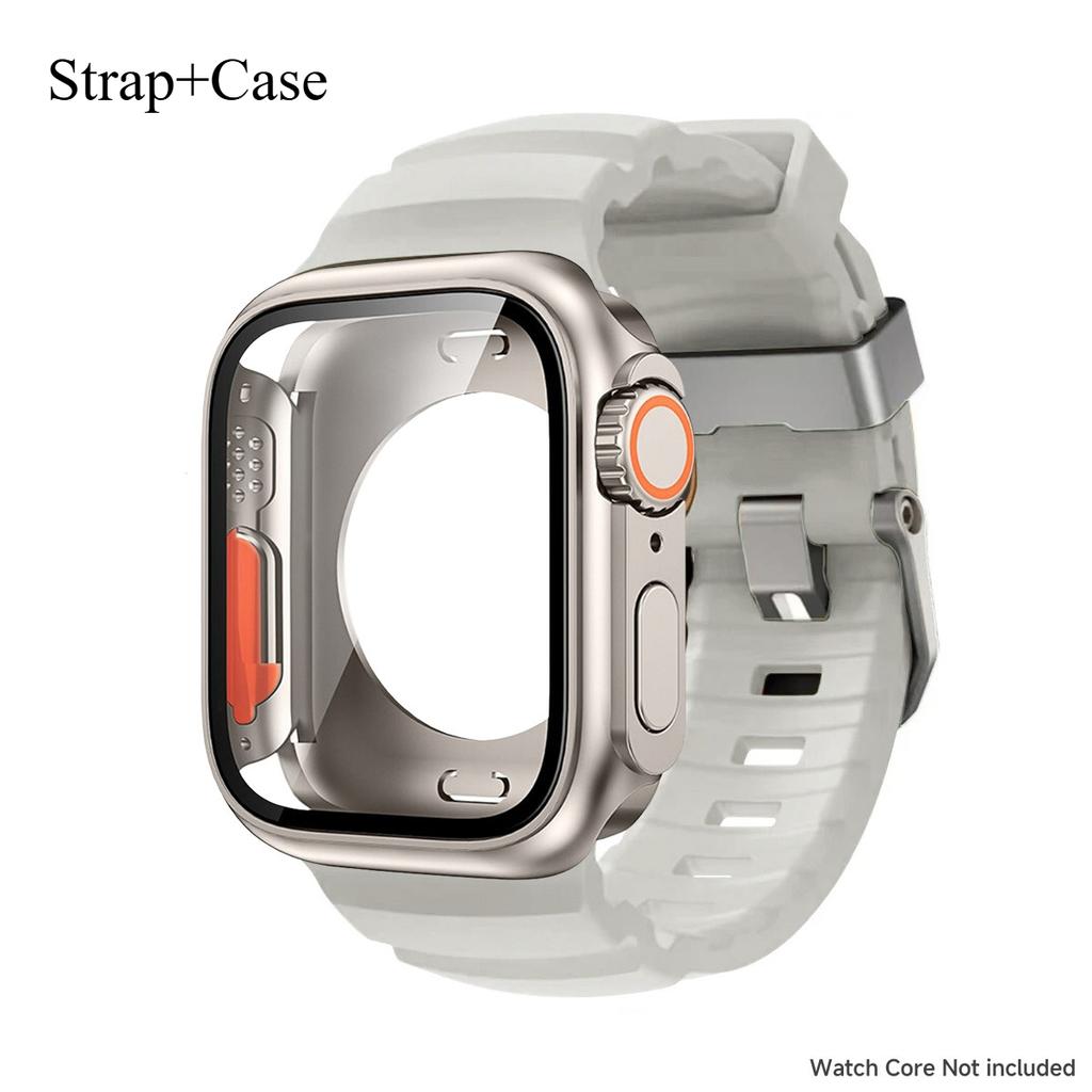 Silicone Strap For Apple Watch 44mm 45mm 46mm Bracelet+Screen Protectores Change To Ultra For iWatch Series 11 10 9 8 7 SE 6 5