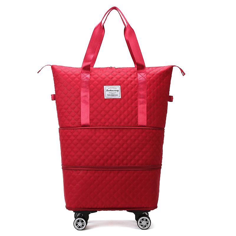 Household Moving Double-layer Extended Extra-large Capacity Wheel Luggage Bag for Outdoor Play Diamond Trolley Travel Bag