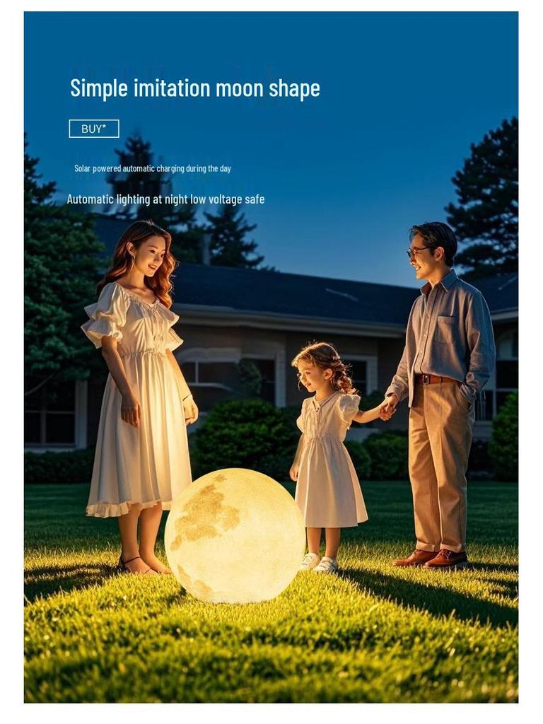 HuiXiang Dual-Powered Solar Moon Lamp for Outdoor Terrace & Garden - Waterproof Landscape & Lawn Light
